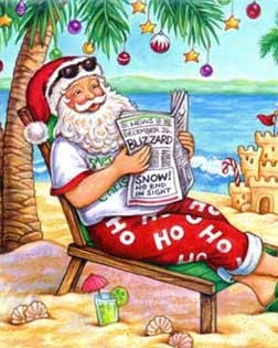 Papá Noel, San Nicolás, Navidad, verano, vacaciones, relax, playa, arena