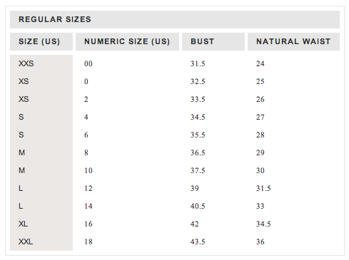 j crew pants sizing