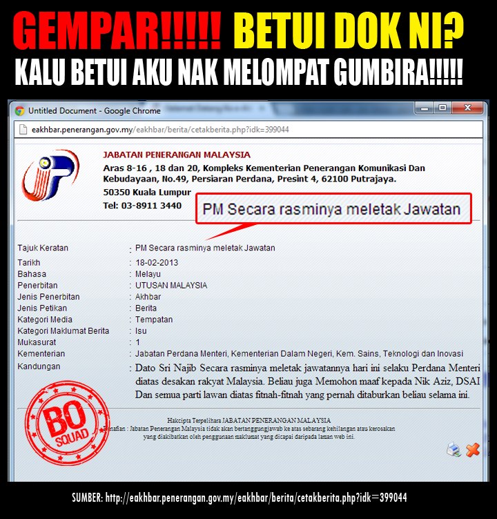 Laman Web Kerajaan Kena Godam Perdana Menteri Nafi Perletakan Jawatan