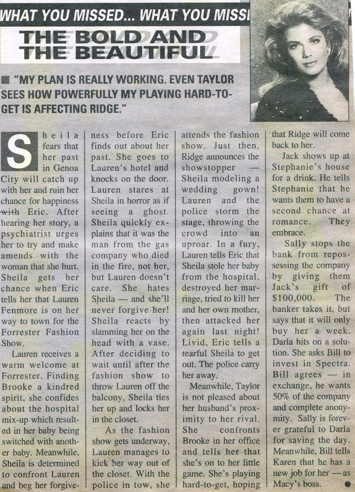 The Soap Opera Saga Bold And The Beautiful RecapOctober 20, 1992 (SOU)