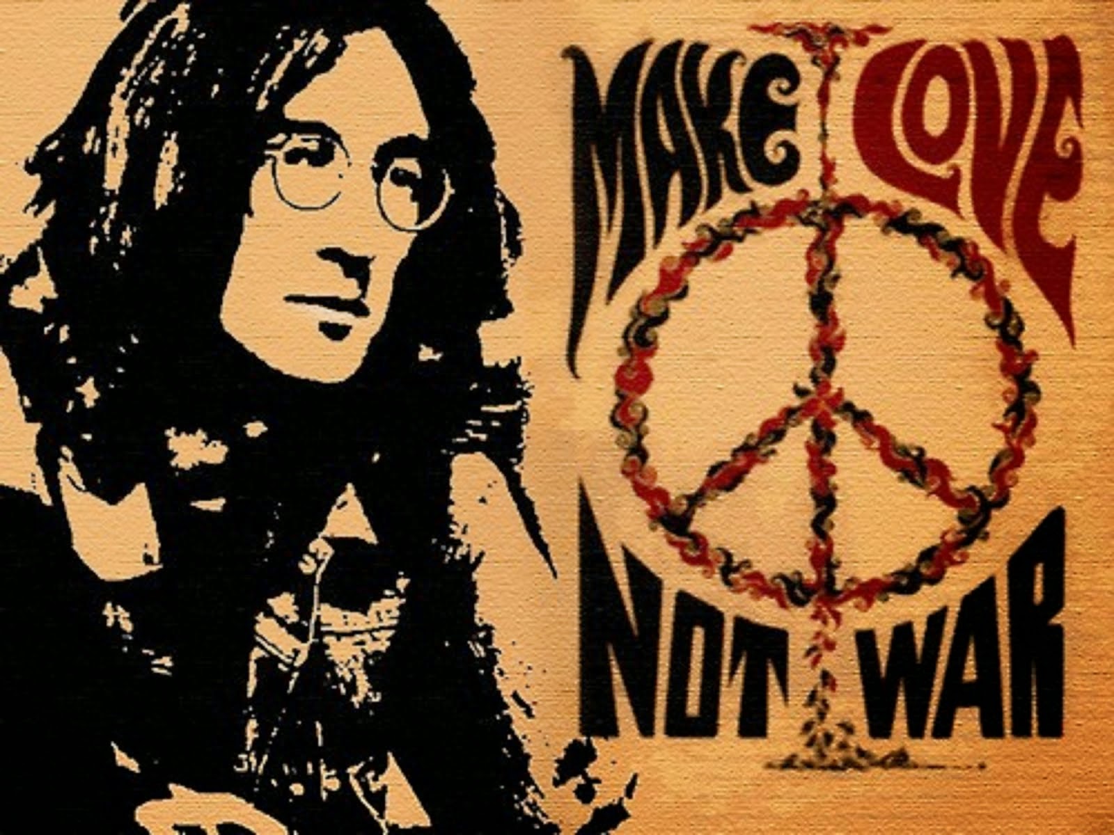 "MAKE LOVE NOT WAR" JOHN LENNON'S, ANTI-VIETNAM, HIPPIE, PEACE MOVEMENT CAMPAIGN MOTTO."