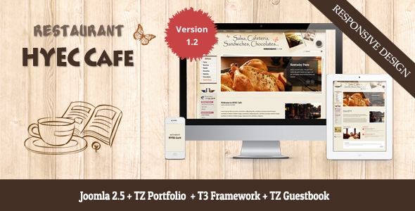 TZ HYEC Cafe v1.2 for J2.5 – Restaurant Joomla Template