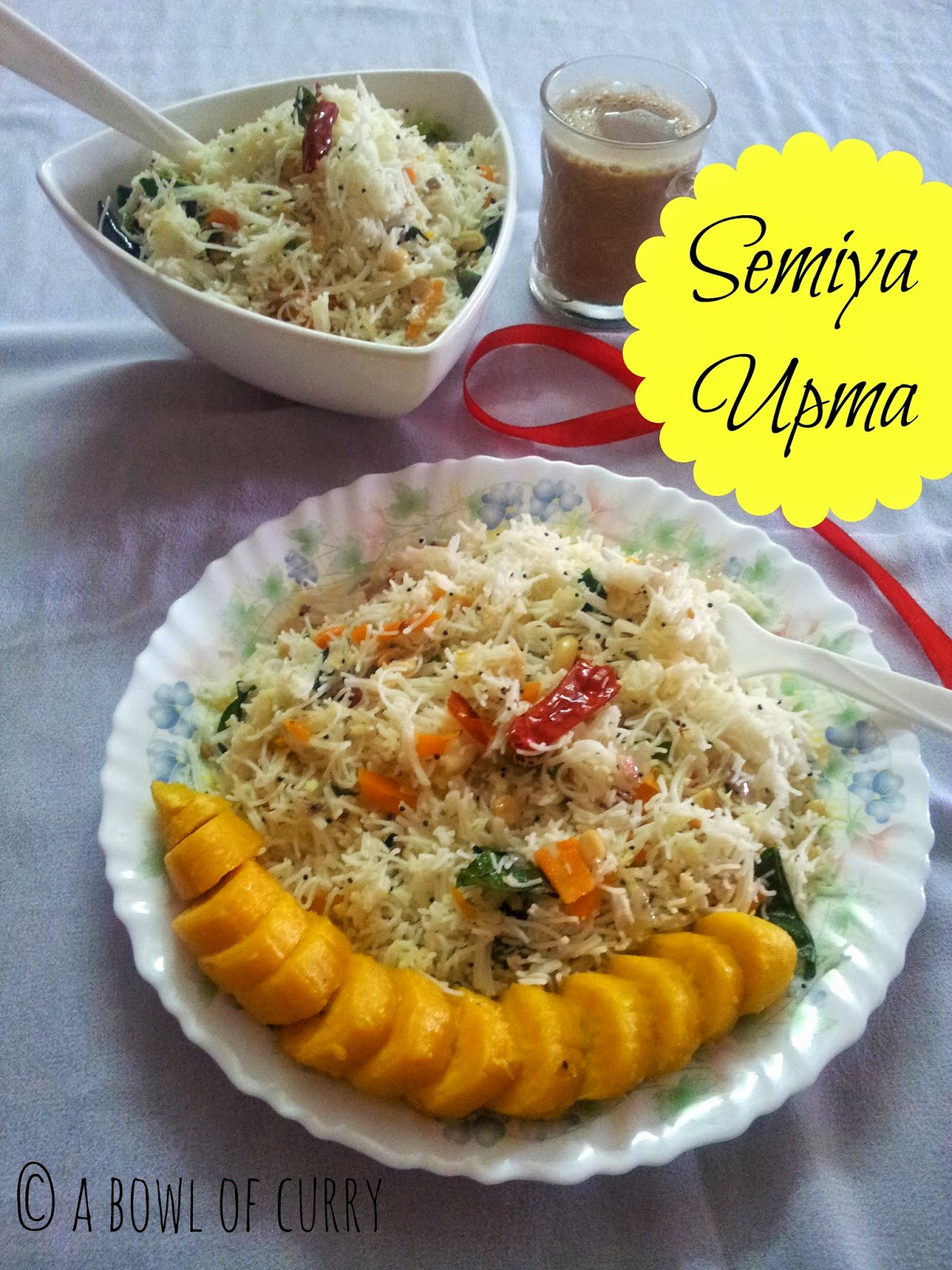 A Bowl Of Curry Semiya Upma Easy Breakfast Recipe