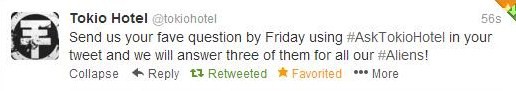 Twitter / Facebook Tokio Hotel [20.03.2013] Fave+question