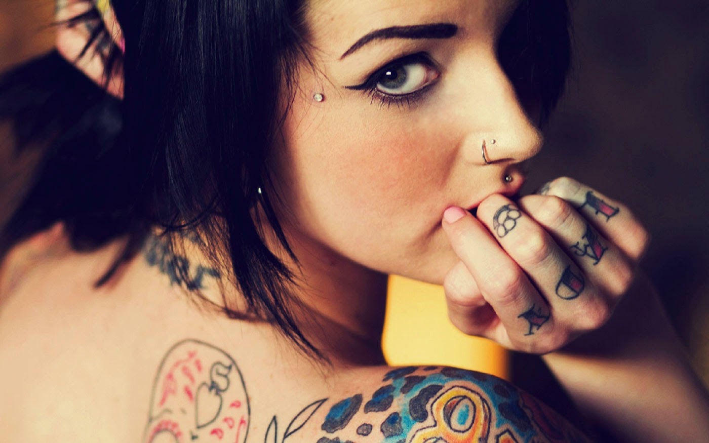 3. "Tattooed beauty with blue hair" - wide 7