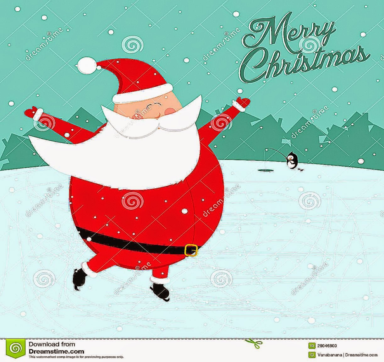Funny Christmas Postcard With Santa Skating Stock Photo Image Funny Christmas Postcard With Santa Skating Stock Photo Image