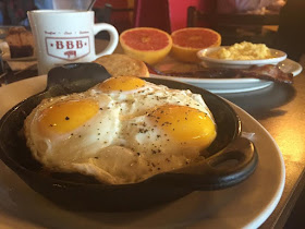 A breakfast skillet, house-cured bacon, bruléed grapefruit and a hot cup of Joe at Big Bad Breakfast