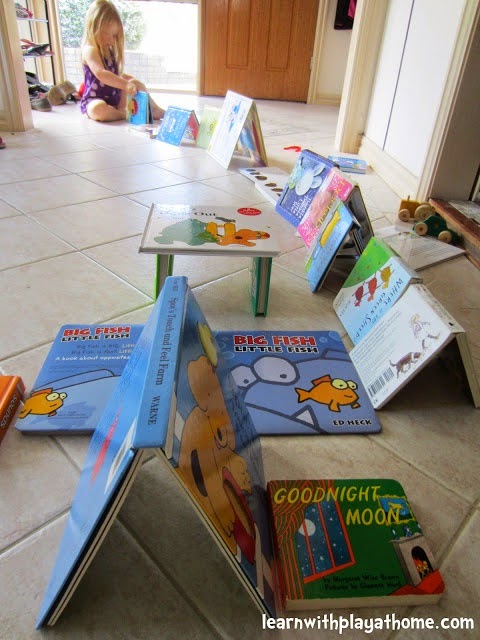 http://www.learnwithplayathome.com/2012/10/building-playing-with-books-cars.html