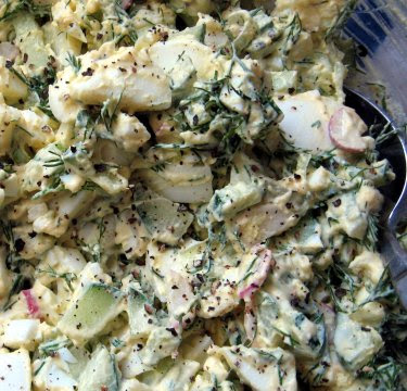 egg salad with radishes and dill