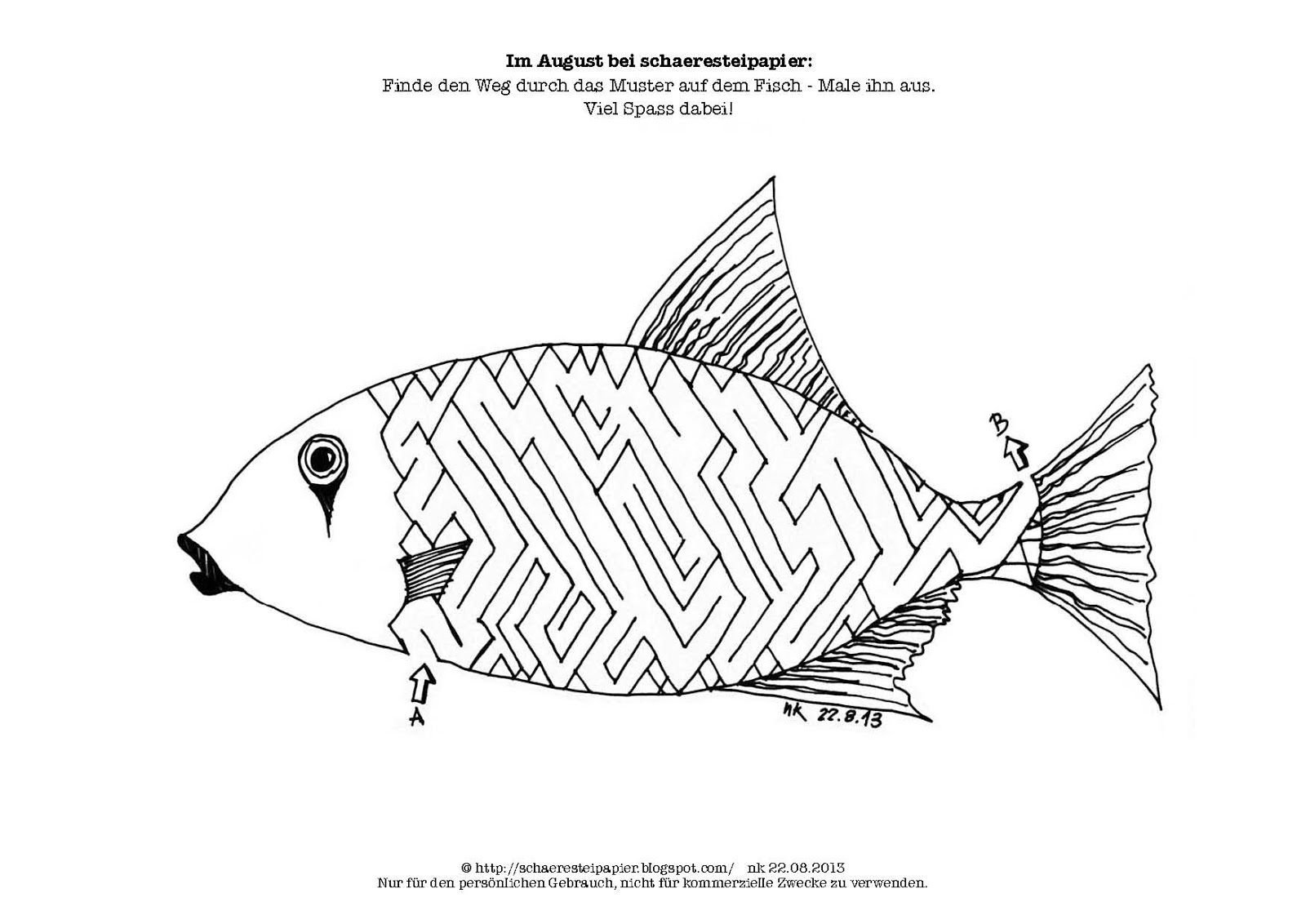 schaeresteipapier Rätsel im August ein Fisch