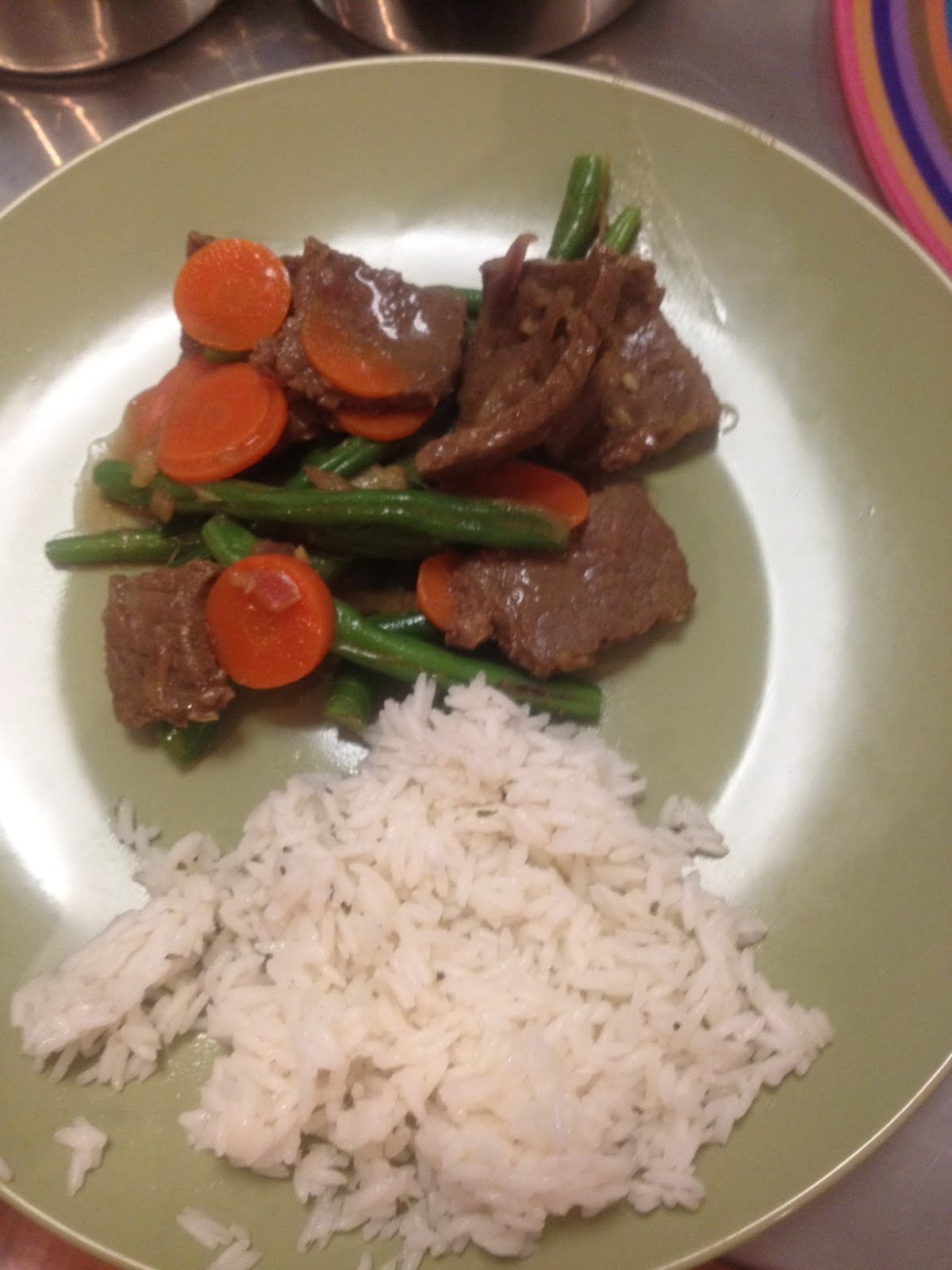 For Food and Cake's Sake Beef stir fry served with lime and coriander rice