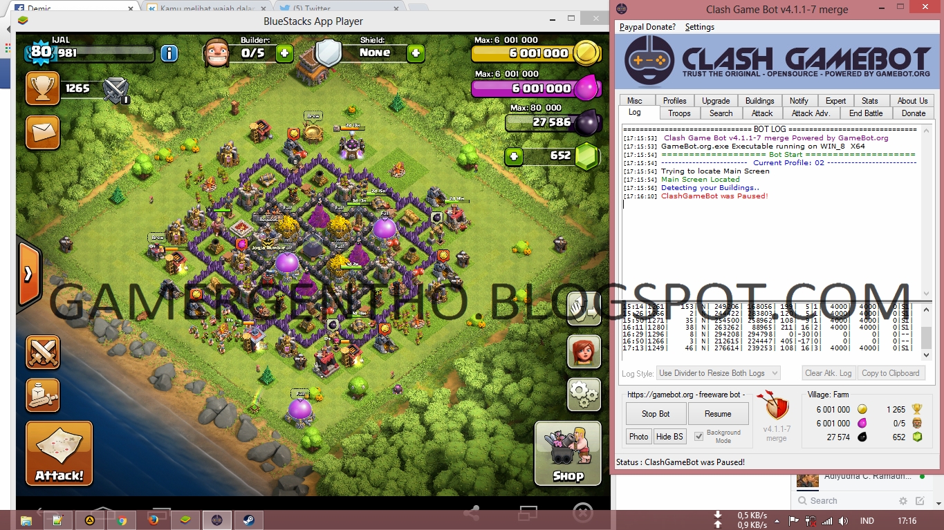 Cara Menggunakan Bot Clash of Clans versi My Bot Gamer Gentho