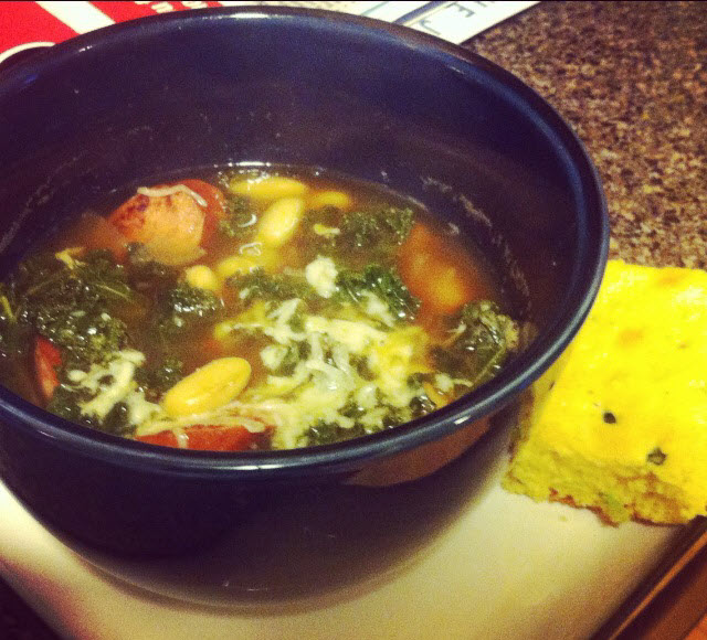 DoughMestic Diva Spicy Turkey Kielbasa Kale Soup