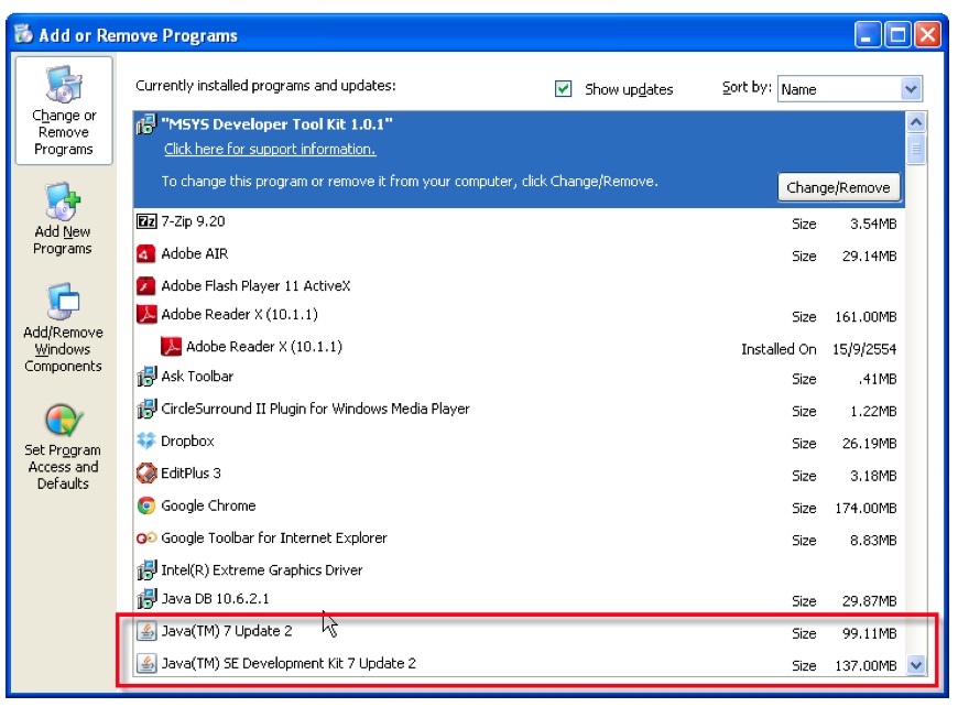 remove java se development kit 7 remove java se development kit 7