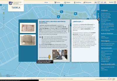 Ventana emergente con información sobre el ketubot, sobre un mapa en el sitio web de la Red de Juderías de España.