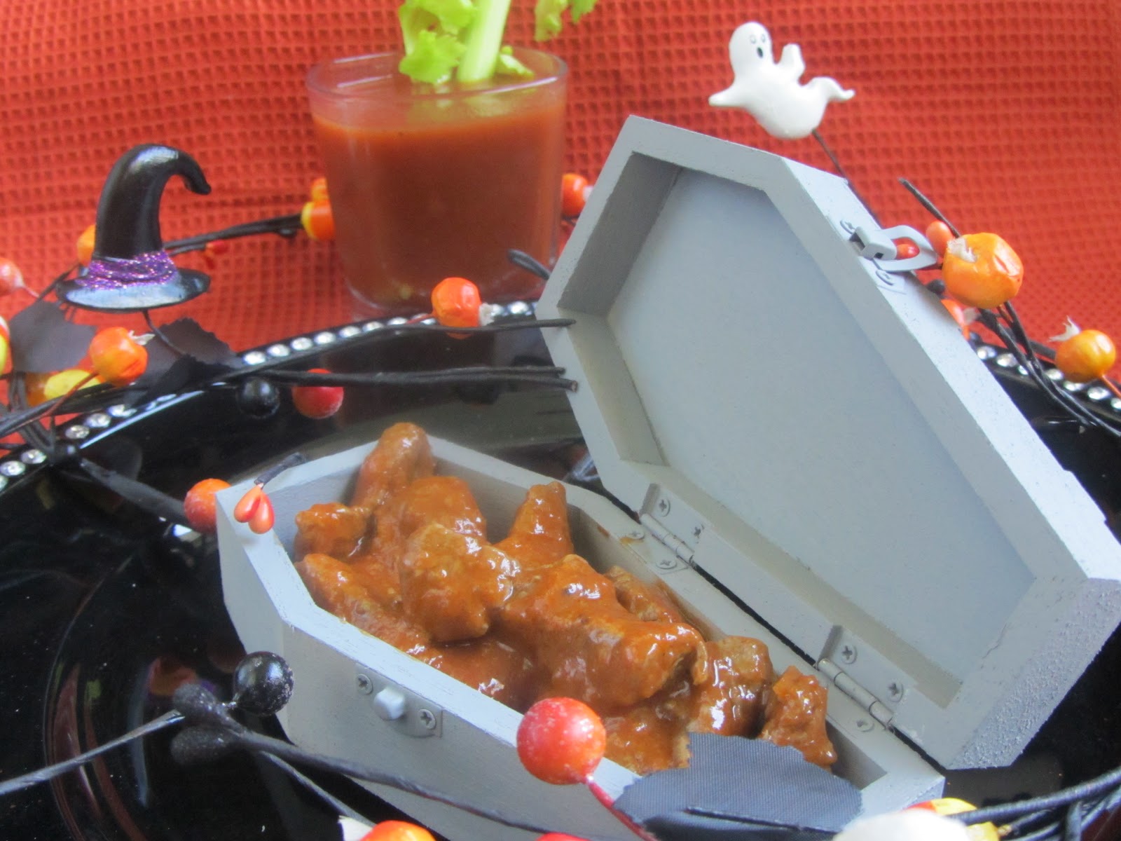 Steak Bites with Bloody Mary Dipping Sauce SundaySupper Halloween