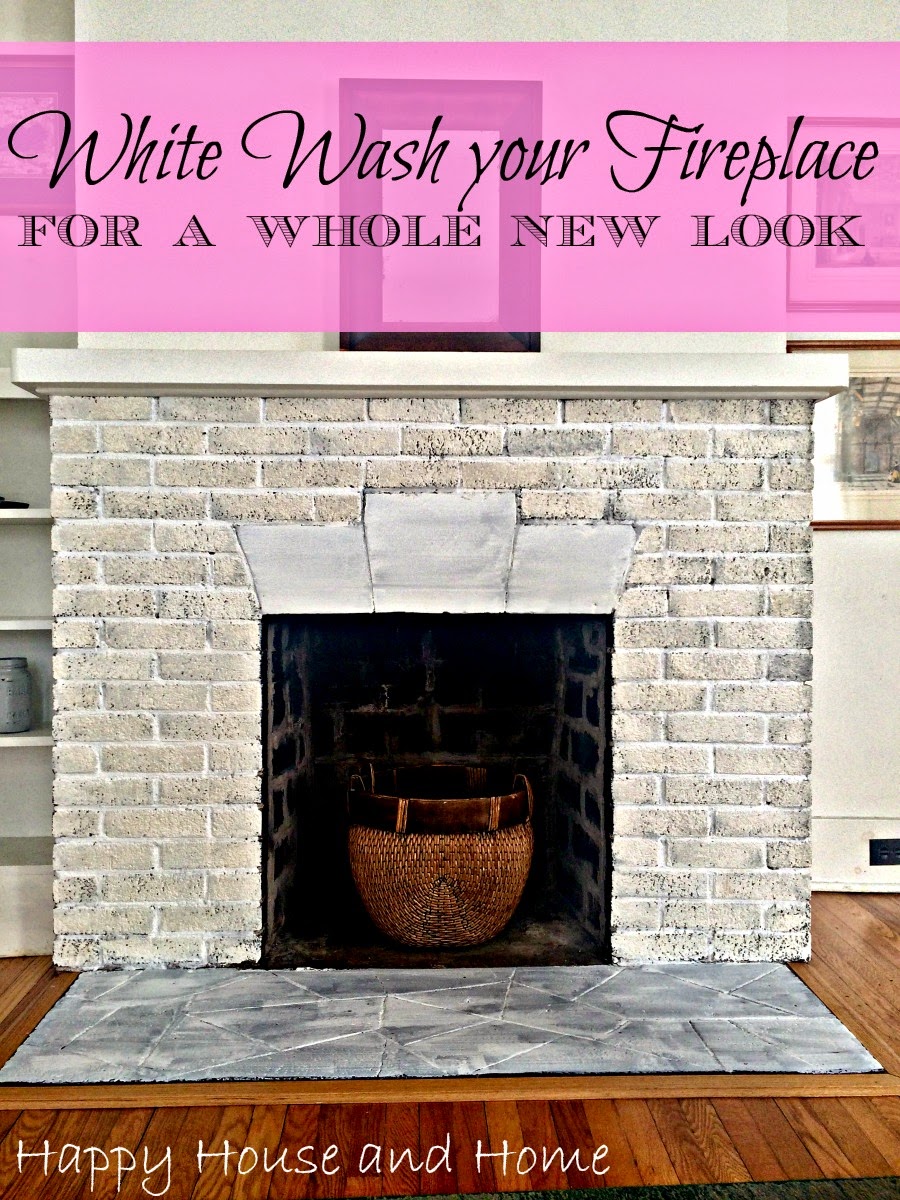 Happy House and Home How To WhiteWash Your Fireplace