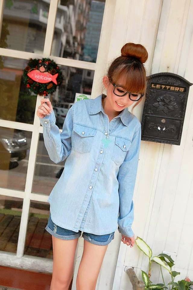 KOREAN HOT SALE EASY MATCHING LONG SLEEVE JEANS SHIRT NZ1412B7(54643)