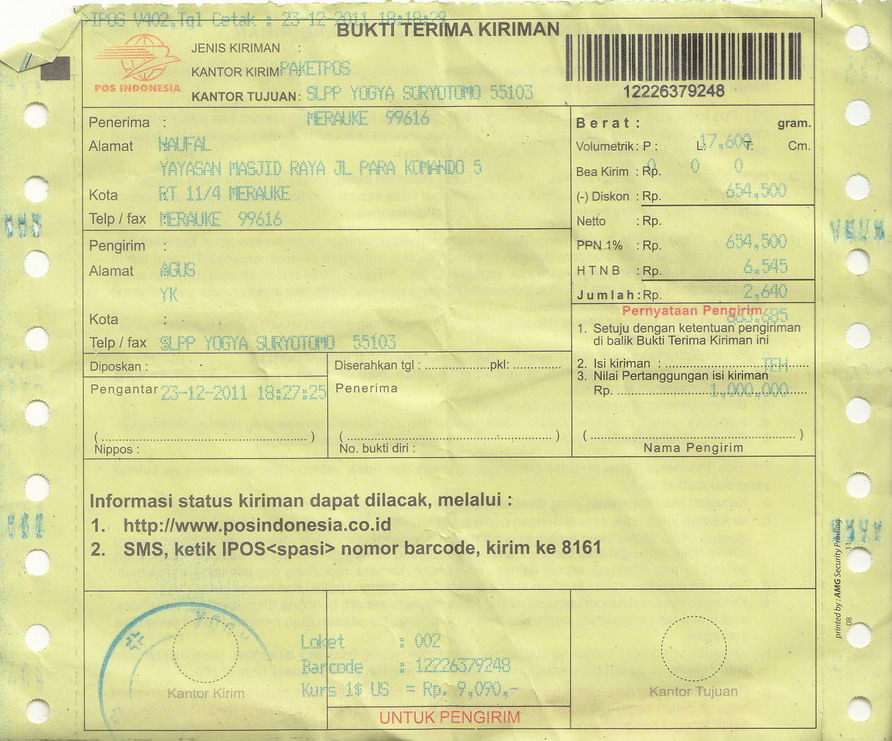 Resi Pengiriman Barang 2011