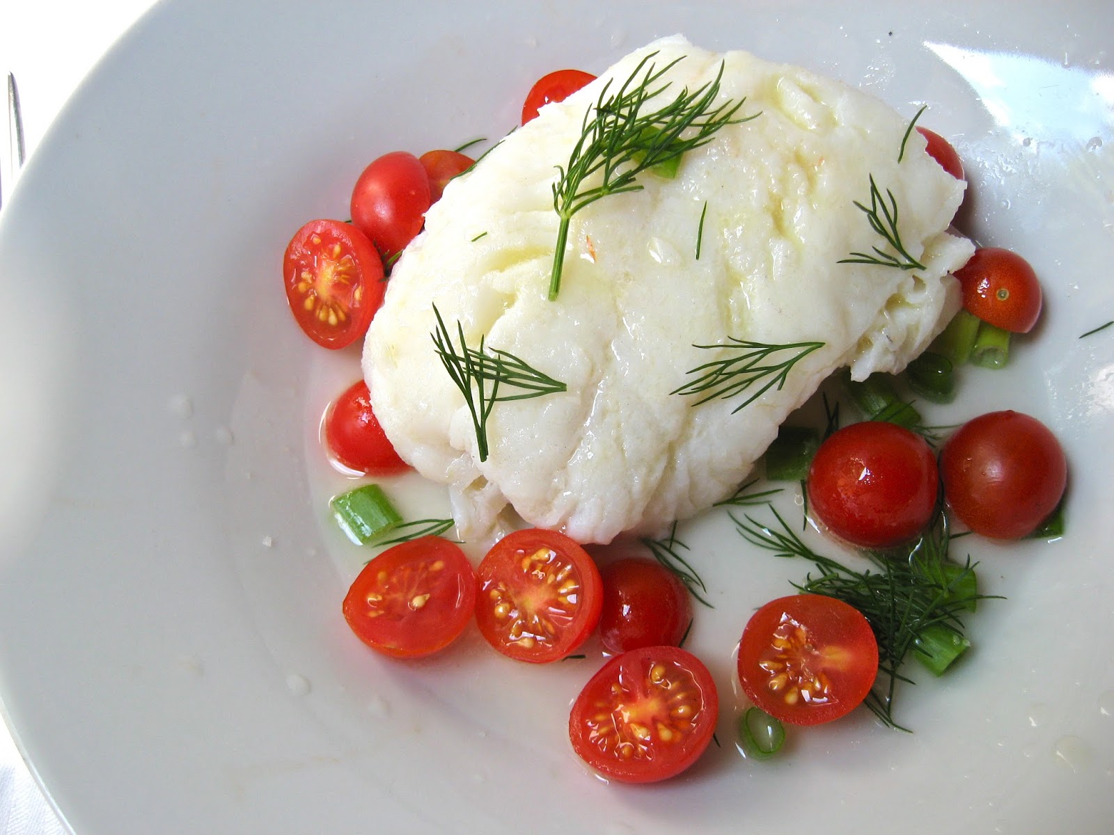 she's in the kitchen poached haddock with dill, lemon, and tomatoes