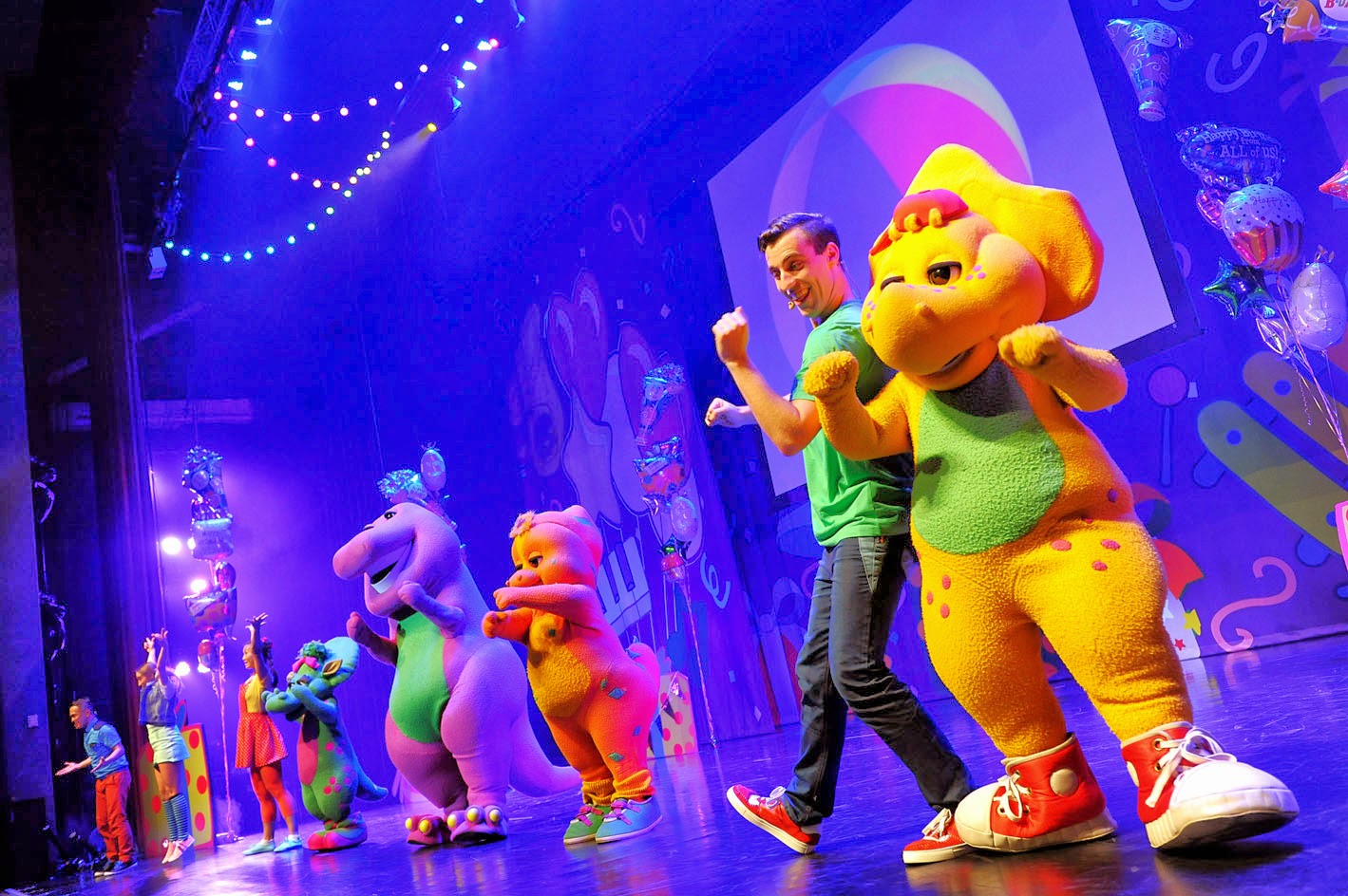 Barney on his birthday at this 'super-dee-duper' live on stage co...