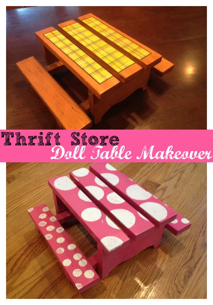 Two It Yourself Thrift Store table to American Girl Picnic Table