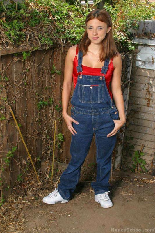 girls wearing overalls. 