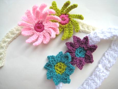 Baby Headband Pattern with two different flowers