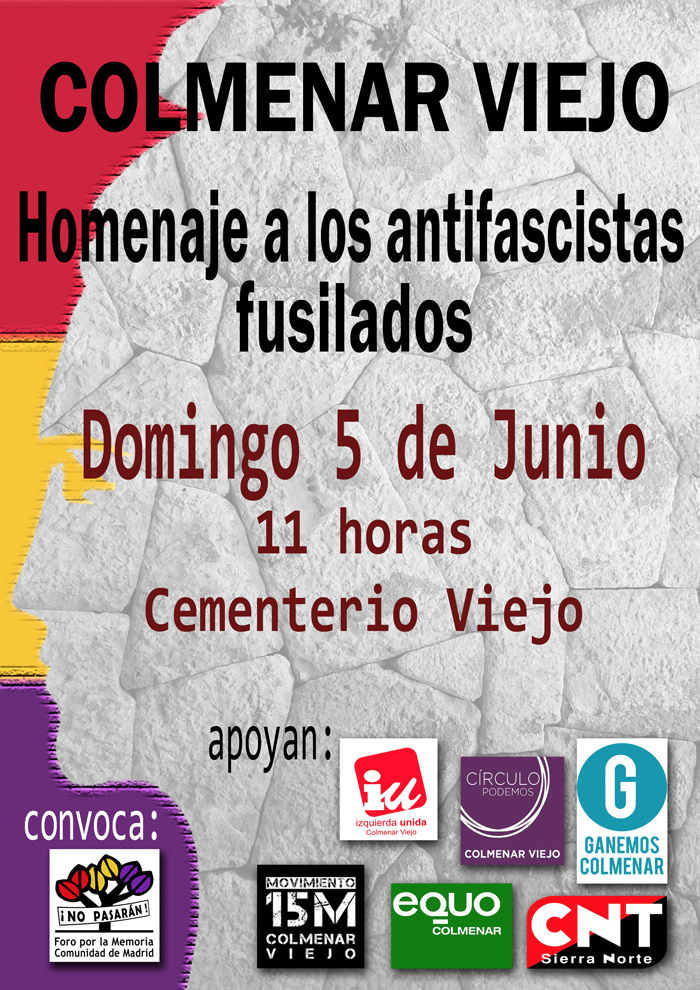 5 junio En Colmenar Homenaje a los republicanos fusilados