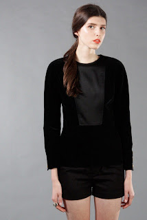 Vintage 1980's black velvet and silk blouse.