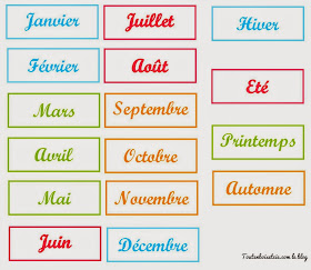 mois de l'année et les saisons à découper