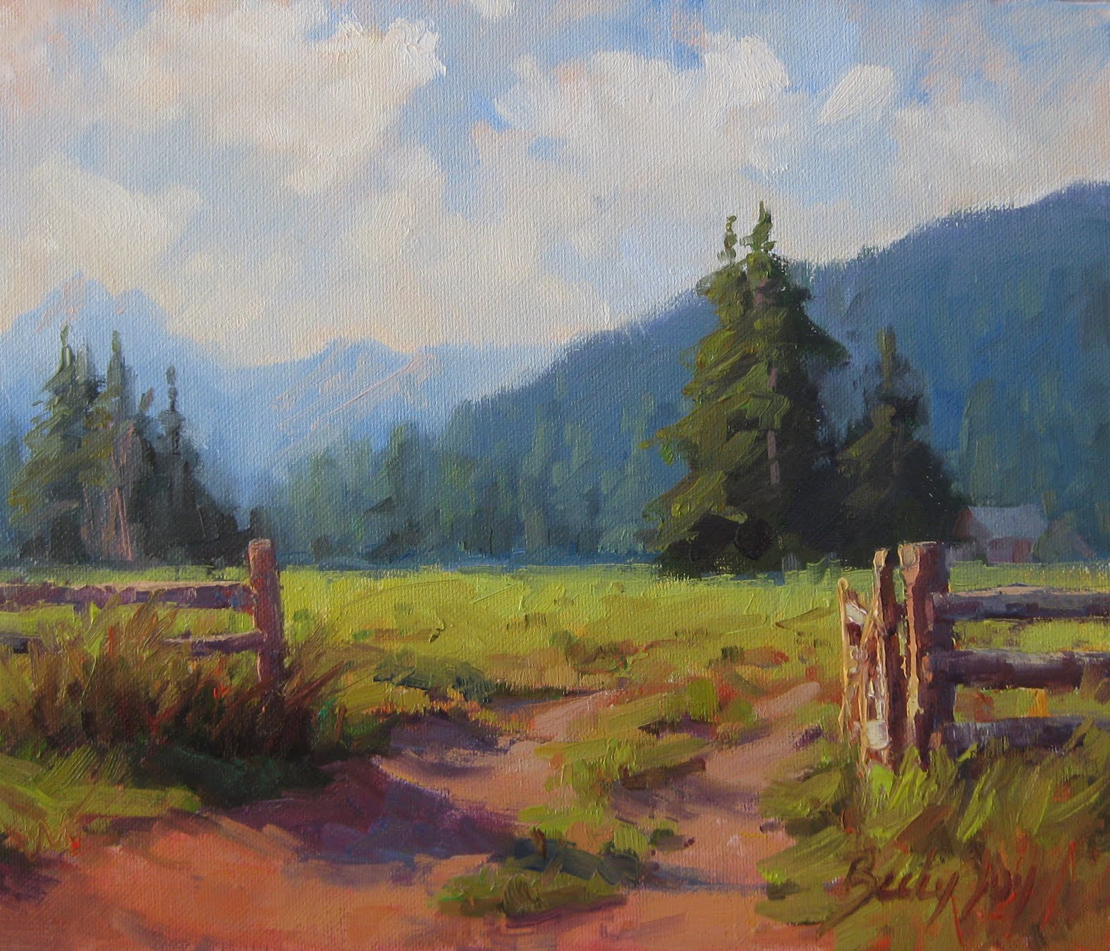 Palette Knife Painters, International Two Colorado oil landscape paintings by Becky Joy
