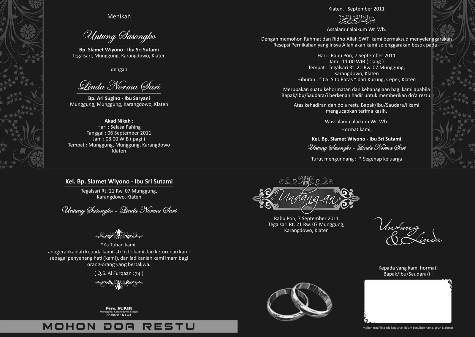 Contoh Undangan Walimatul Ursy