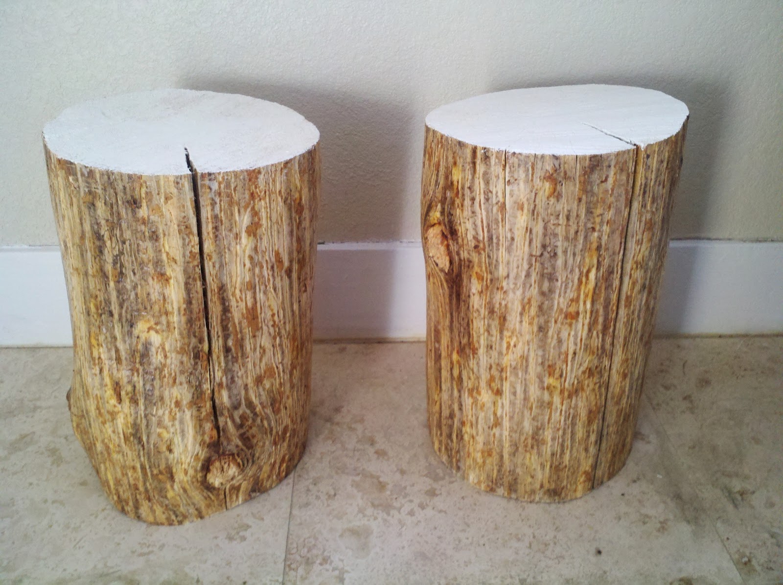 A Diamond Mind TREE STUMP END TABLES