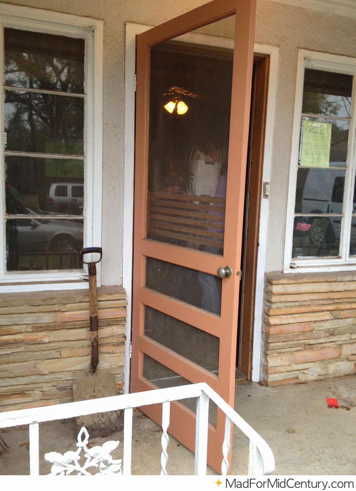 Mad for MidCentury Brown Vintage Screen Door on a MidCentury Home