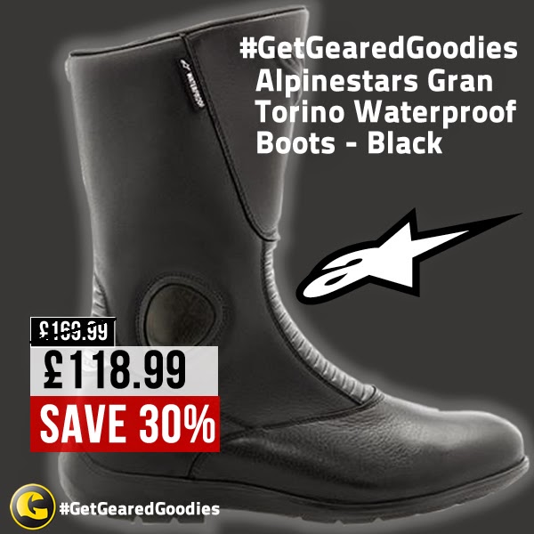 #GetGearedGoodies - Save on The Alpinestars Gran  Torino Waterproof Boots - Black - www.GetGeared.co.uk