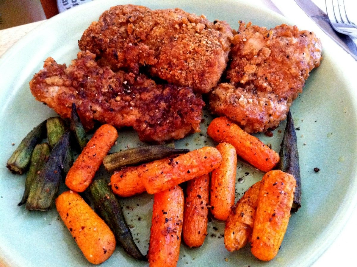 Pork rind 'breaded' chicken. Kait's Primal Kitchen