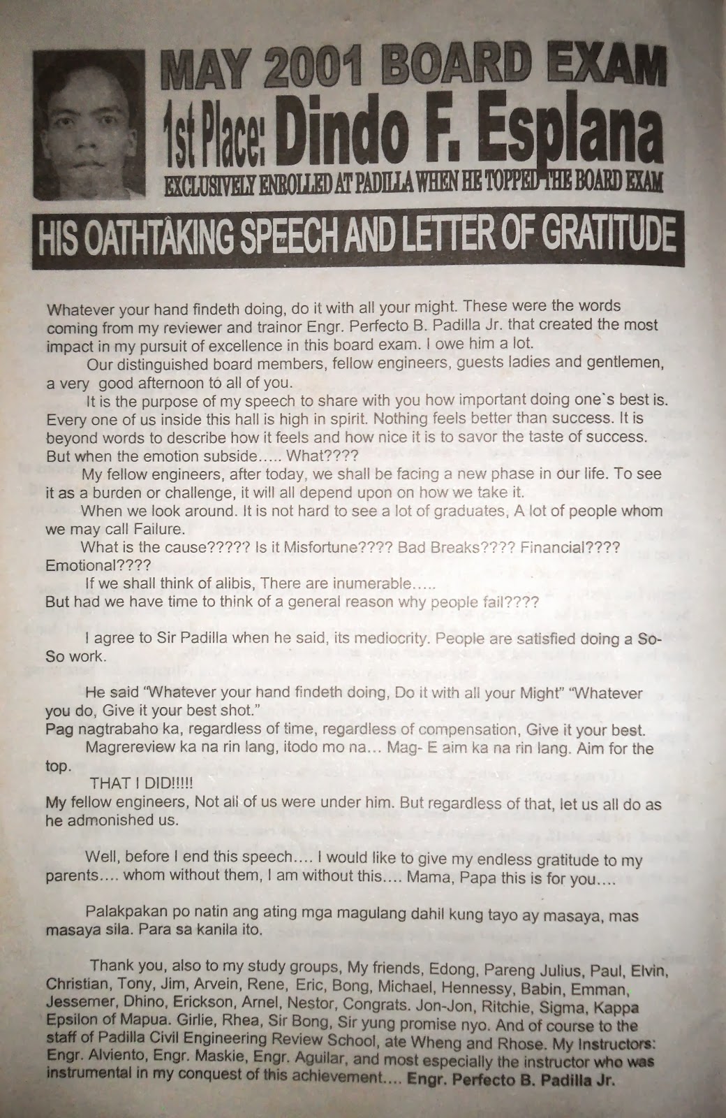 Speech after passing the board exam picture