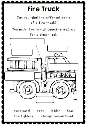 Fire Safety Week with Sparky the Fire Dog - Worksheets for Grades 1-2