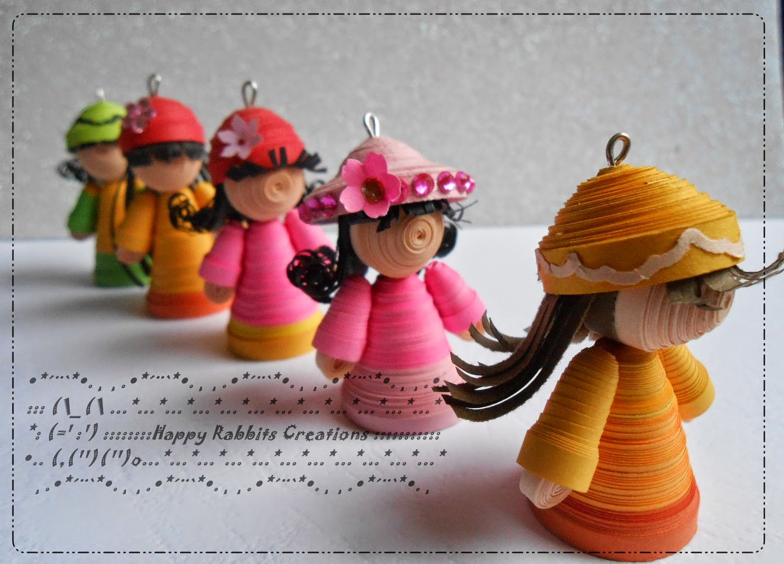 Happy Rabbits Creations Handmade 3D Paper Quilling Dolls