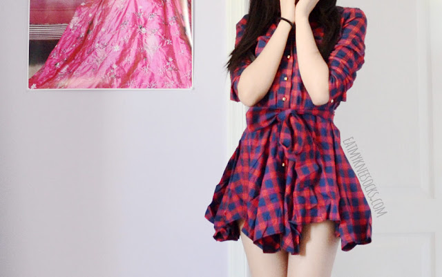 SheIn Fashion Review: Asymmetric Plaid Dress SheIn's asymmetric button-down red-and-blue plaid dress is the perfect fall item for that casual, grunge-inspired street style look.