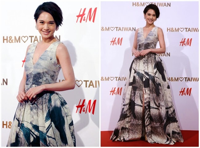 2015/02/13:楊丞琳出席H&M微風松高店開幕盛會 H&M Conscious 2015 Bird Print Maxi Dress