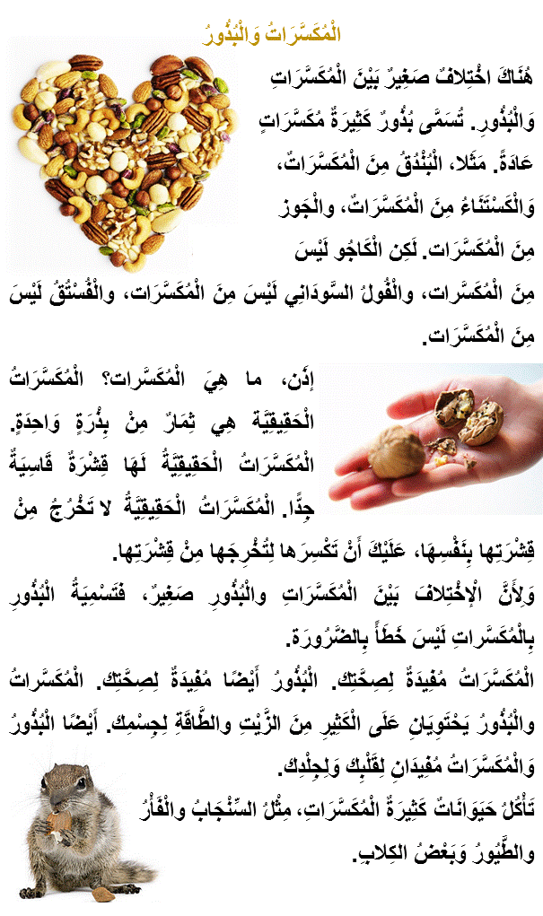 Nutes and seeds | Arabic passege Nutes and seeds | Arabic passege