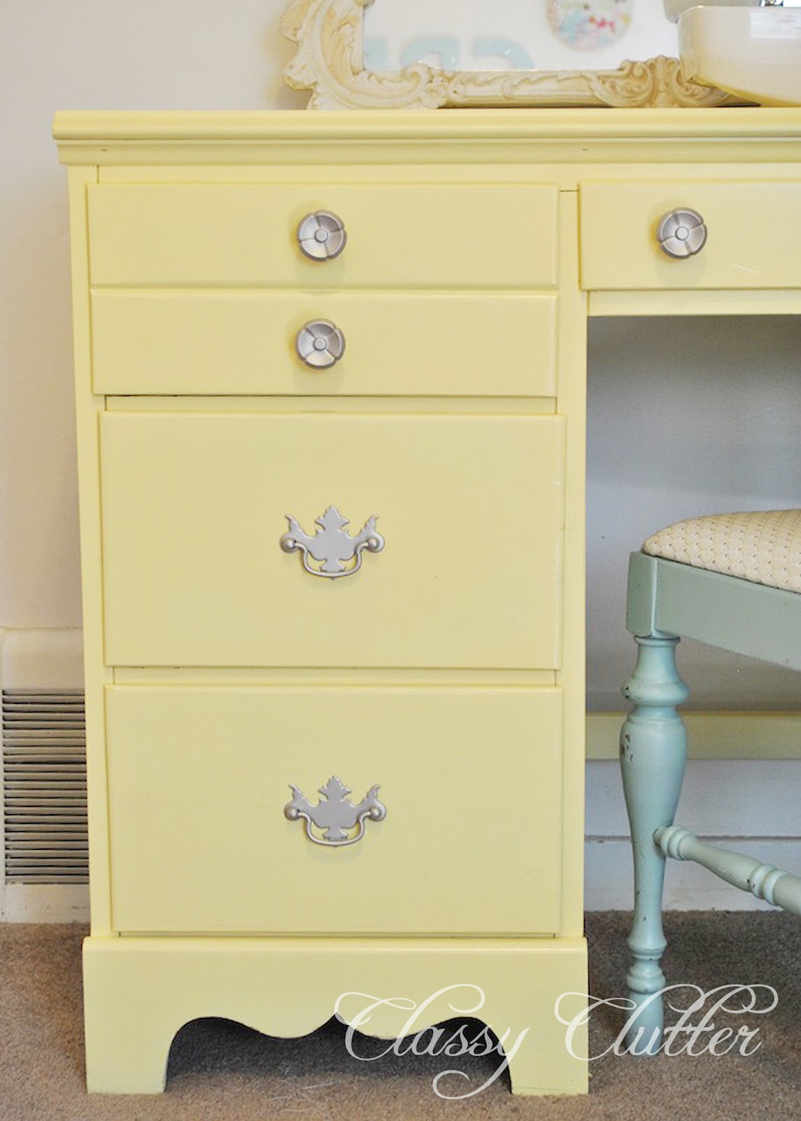 Yellow Sewing Desk Makeover Classy Clutter