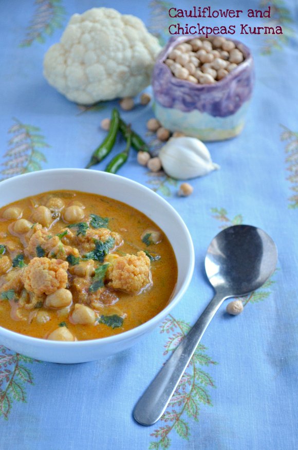 Cauliflower and Chickpeas(channa) Kurma Nalini'sKitchen