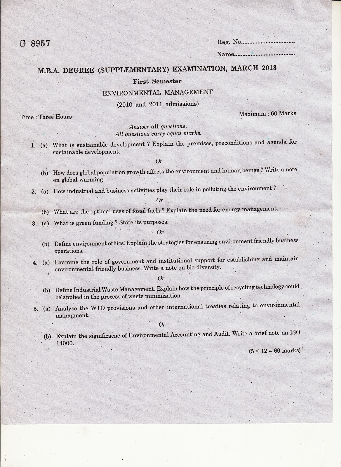 Mcq mg university image