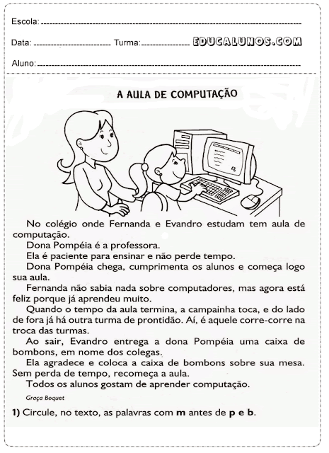 Circule, no texto, as palavras com M antes de P e B