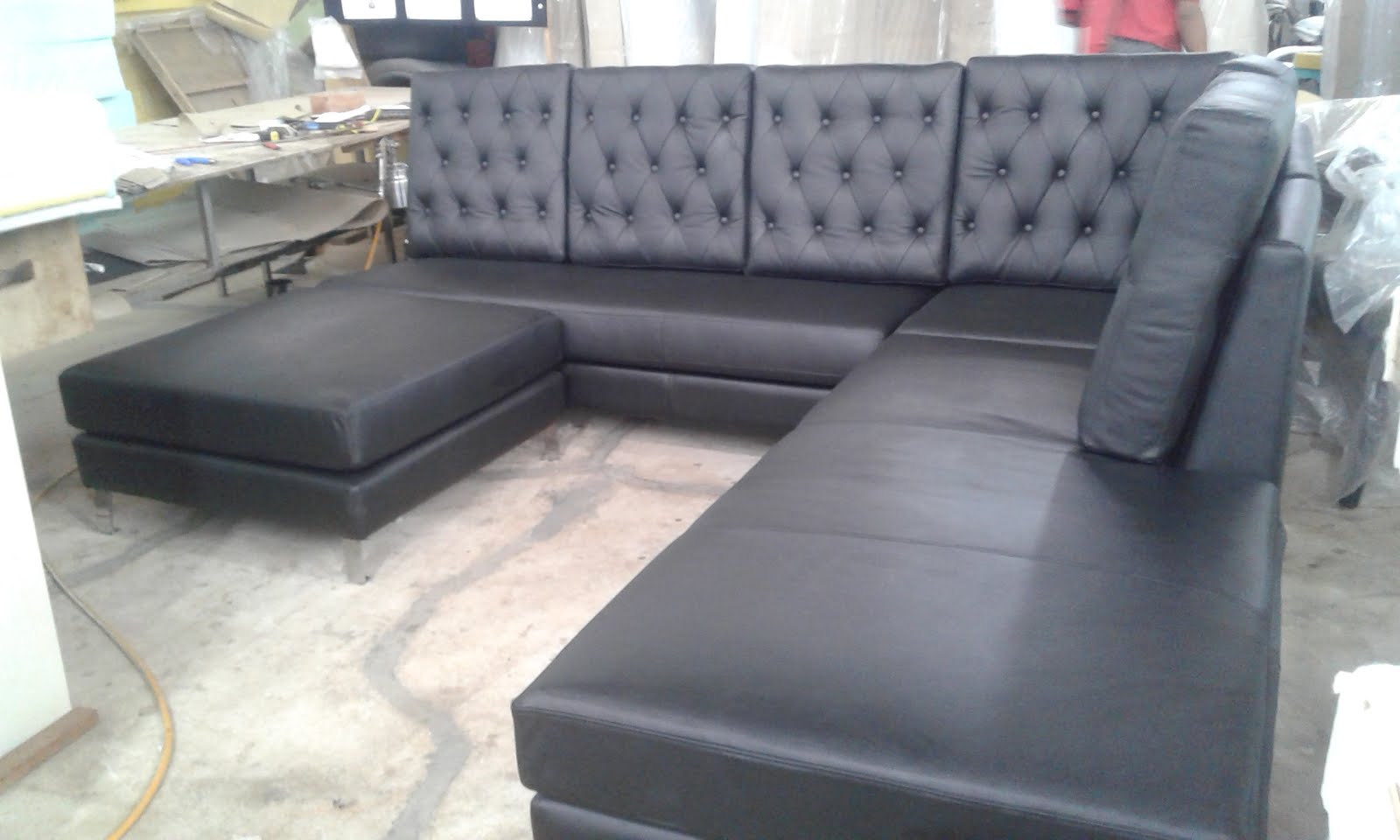 black corner leather sofa