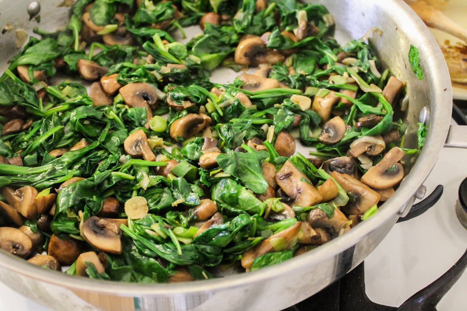 The Quixotic Table Creamy Chevre Pasta with Spinach and Mushroom