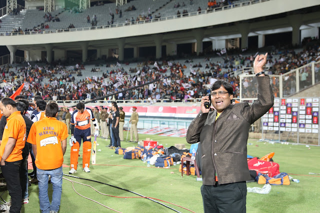 Manoj Bhawuk at Ranchi during Bhojpuri Dabangs vs Veer Marathi, 12th Match on 24 Feb, 2013